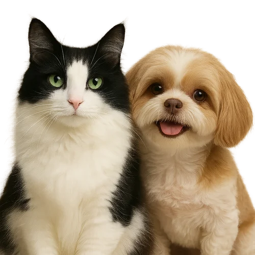 Happy black and white cat representing healthy pet nutrition tracking with LittlePetApp